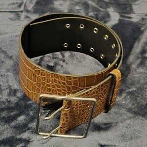 Allsaints Brown Crocodile Pattern Belt Size 6